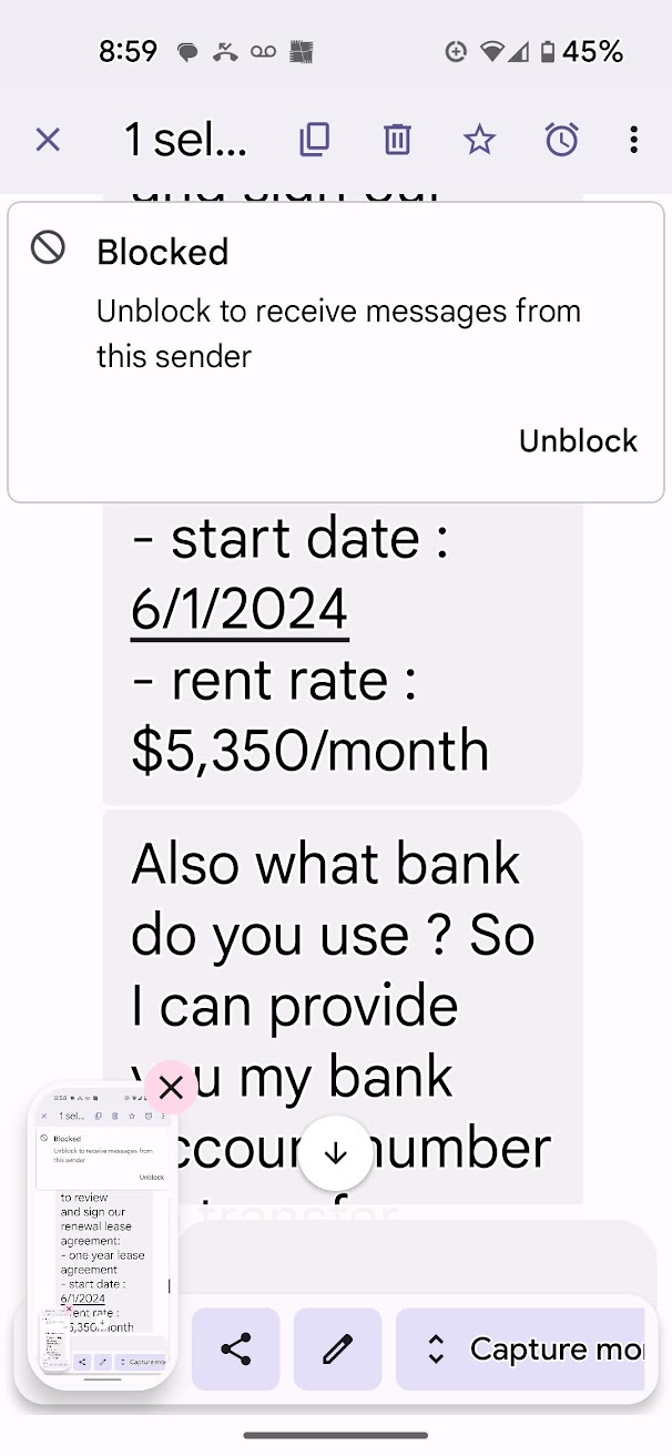 Text message confirmation of wire